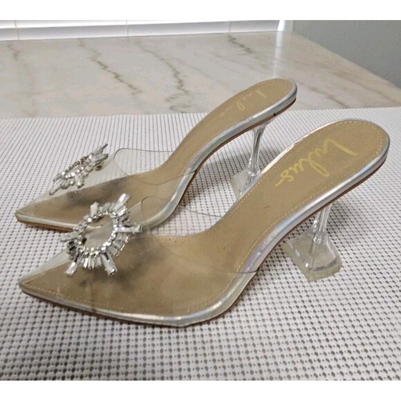 LULUS Clear PVC Rhinestone Slingback Pumps Womens Size 10 - Picture 3 of 8